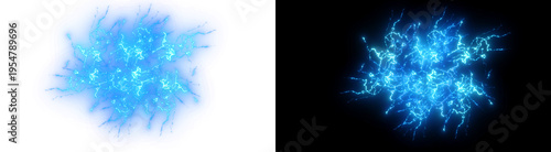 Obraz na płótnie PNG image of Electric blue lightning blast, glowing plasma energy burst, magical