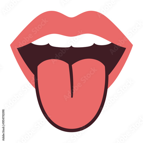 This vector shows lips with an extended tongue