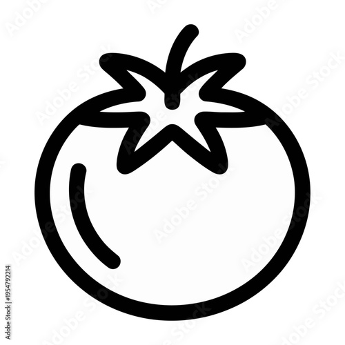 Vector of a ripe tomato with a star-shaped stem
