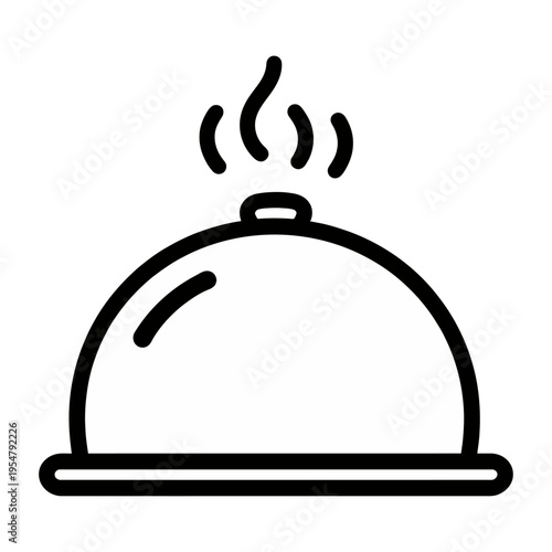 Vector of a food serving dome on a plate with steam rising from the top