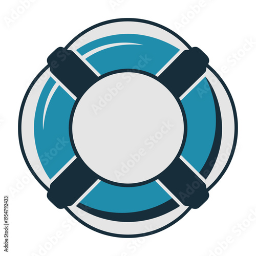 Blue and white circular vector life ring with white space in the center