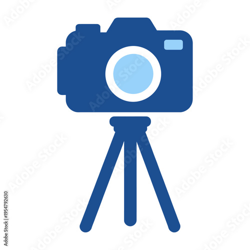 Vector of a camera mounted on a tripod for stability