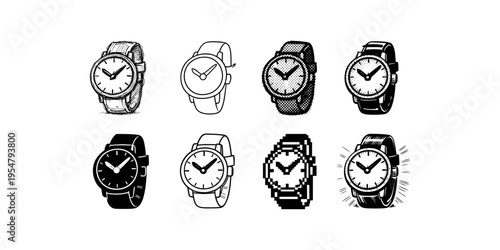 Collection of diverse wristwatches in various artistic styles and designs