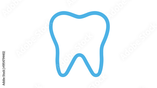 Minimal Blue Line Tooth Icon for Dental Health and Oral Care Concepts