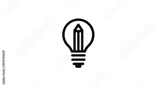 Creative Idea Lightbulb with Pencil Icon Symbolizing Innovation, Design Thinking, Art, Education, Inspiration, and Solutions