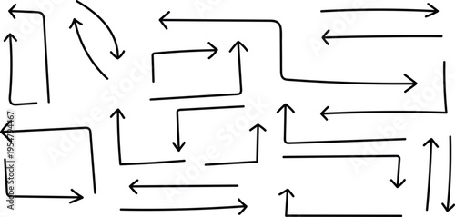 Hand drawn arrows and lines maze illustration