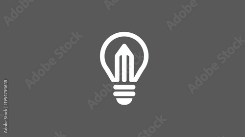 Conceptual Light Bulb and Pencil Icon Representing Creative Ideas, Design Thinking, Innovation, and Inspiration