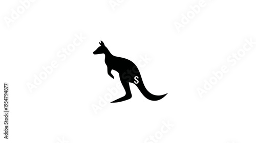 Black kangaroo silhouette with dollar sign icon on white background. Australian economy, finance, and business concept.