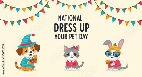 Pets in costumes celebrate national dress up your pet day with festive decorations