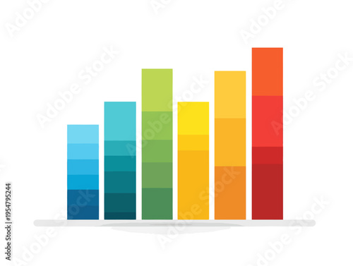 Colorful vertical bar graph with gradient bars on white background