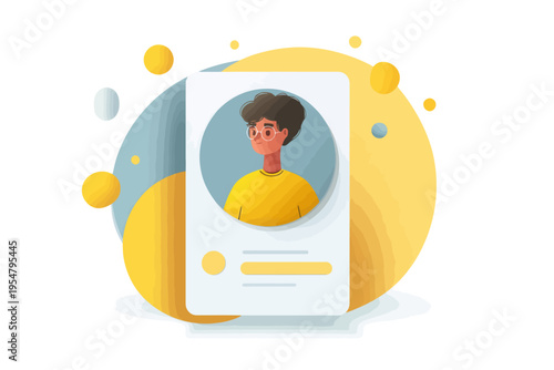 Young hispanic male with glasses - modern graphic design style portrait