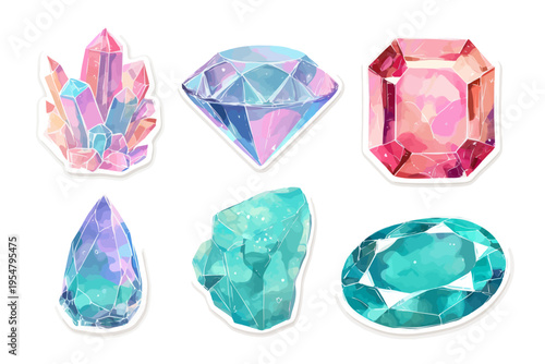 Colorful crystal and gemstone collection with various shapes and colors