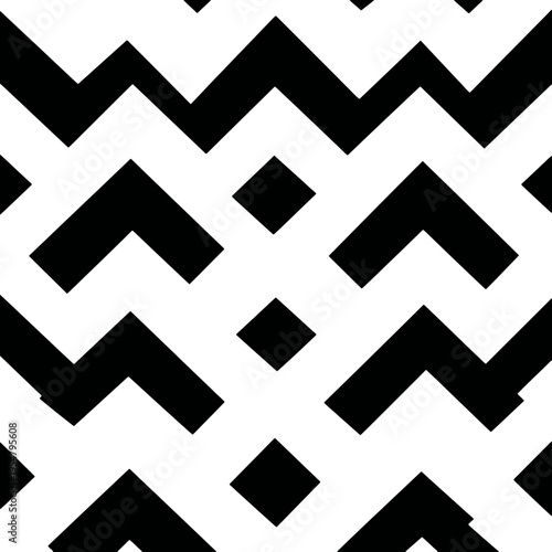 Monochrome geometric pattern with zigzag and diamond shapes
