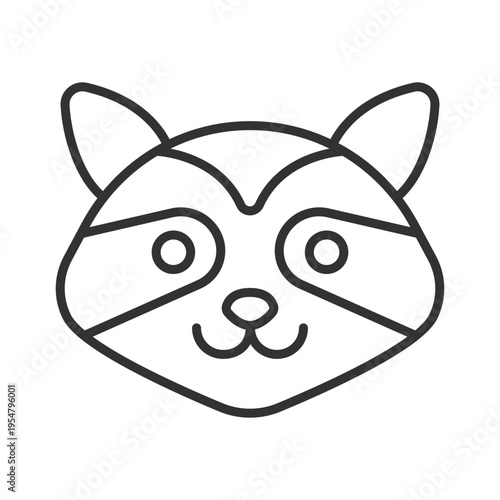 Raccoon face, icon in line design. raccoon, animal, wild, mammal, cute, forest, wildlife on white background vector. raccoon face editable stroke icon