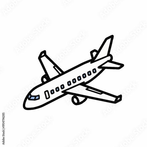 Simple Hand Drawn Airplane Illustration.