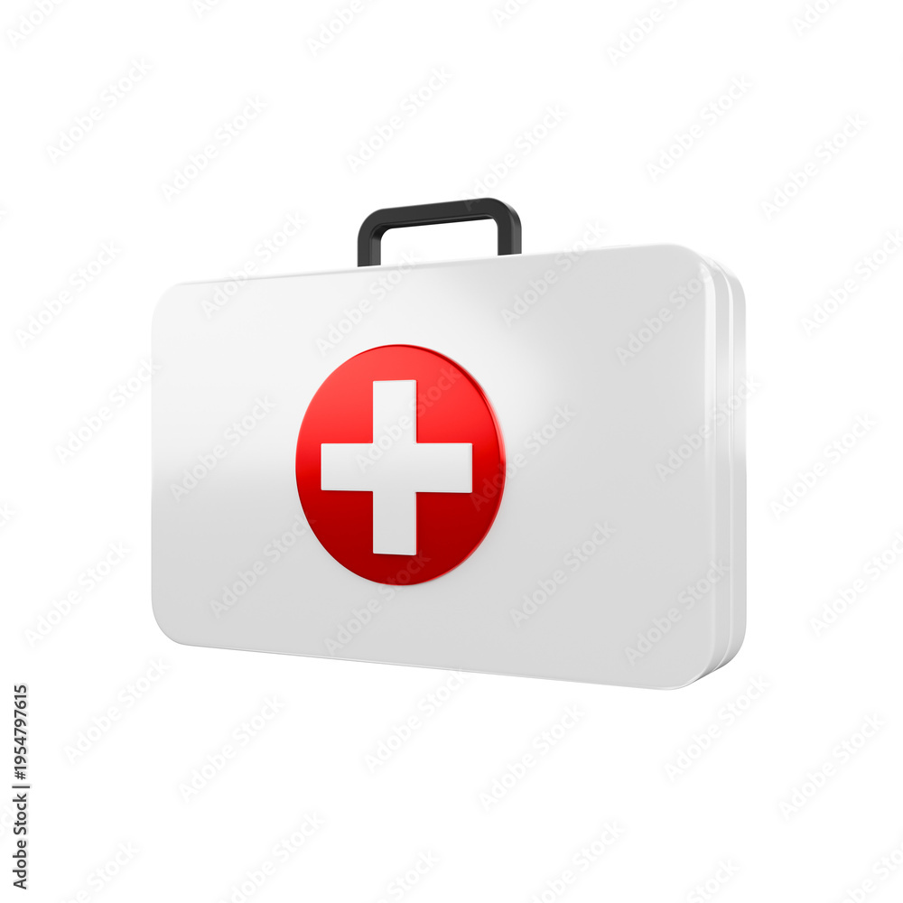 Fototapeta premium White First Aid Kit Medical Icon Isolated 3D Render
