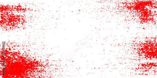 Red ink splats and paint splashes create a grunge watercolor texture with liquid blood drops on a decorative vector backdrop design