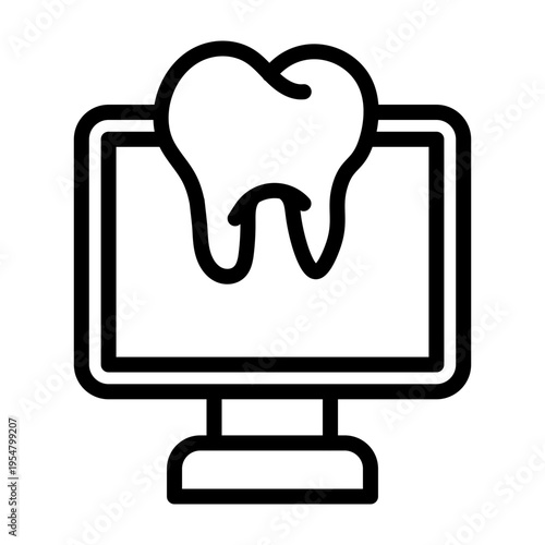 Online Tooth Clinic Vector Line Icon Design