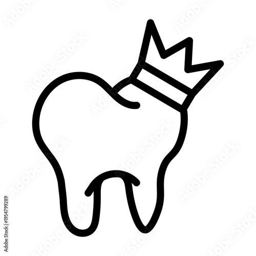 Tooth Crown Vector Line Icon Design