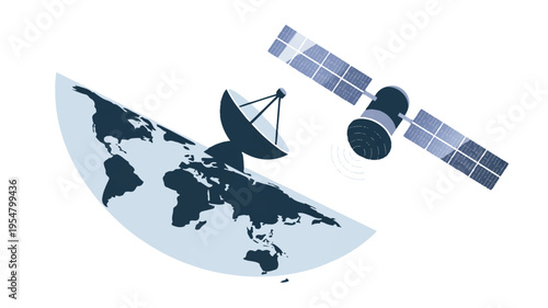 Satellite and globe illustrating global communication and technology