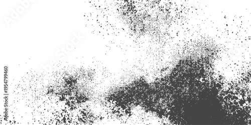 A vintage nature illustration of a black bear in water featuring a rough ink splash design with a textured grunge paint border and dirty spray patterns