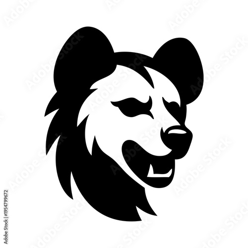 Logotipo con dibujo sencillo con líneas de la cabeza de una hiena 