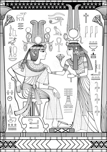 Ancient egypt background.Egyptian hieroglyph and symbol.