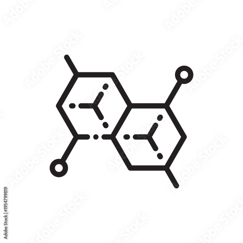 Molecular Structure Line Icon. Chemistry Network Outline Vector
