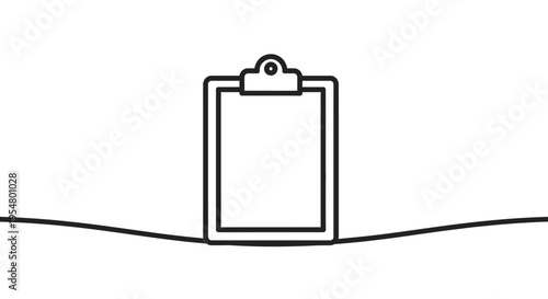 Clipboard Outline Icon with Minimalist Line Art Style