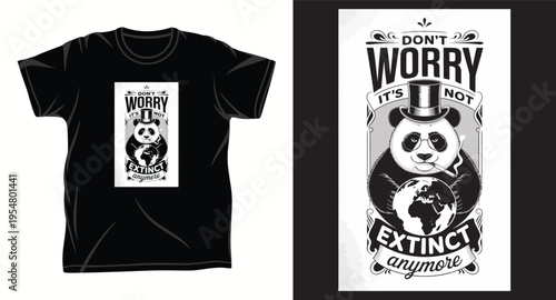 Don't worry it's not extinct anymore, cool panda wearing hat and glasses holding earth globe vector