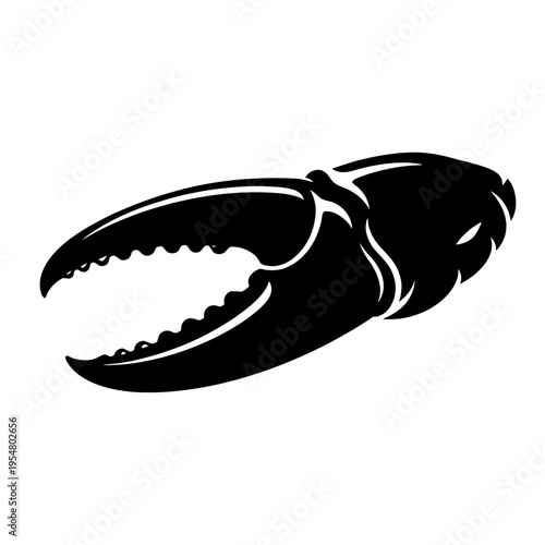 Striking Black Crab Claw Silhouette Vector Illustration, Perfect for Marine, Seafood, and Nautical Themes. This Powerful, Stylized Crustacean Pincer Graphic is Ideal for Logos, Menus, Aquatic Design P
