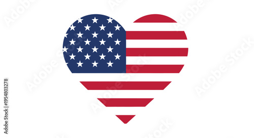 Heart-shaped American flag illustration representing patriotism and love for the USA