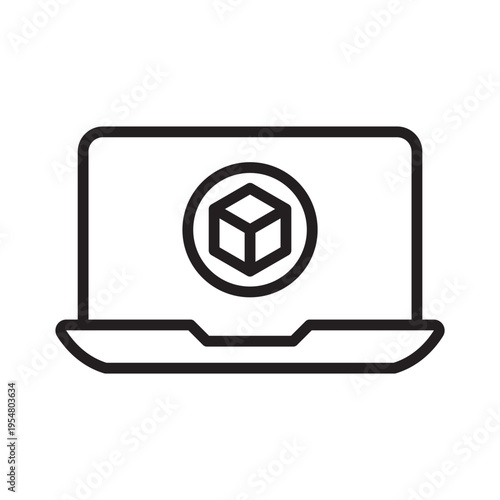 Laptop Software Platform Line Icon. Digital Product Outline Vector
