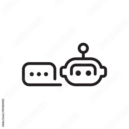 Chatbot Messaging Line Icon. AI Conversation Outline Vector