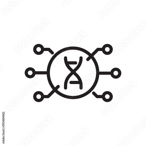 DNA Circuit Line Icon. Biotechnology Innovation Outline Vector