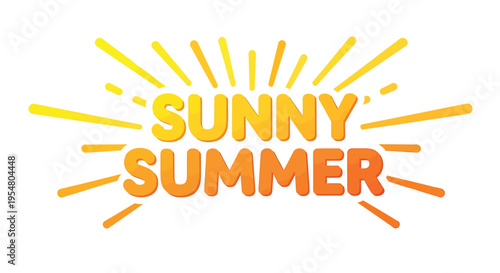 Sunny summer vector illustration with yellow and orange sunburst