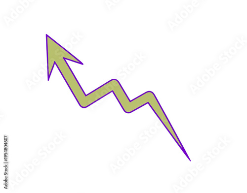 A stylized, jagged upward trending arrow with a lightning bolt shape indicates significant positive movement against a white background.