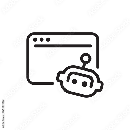 AI Web Assistant Line Icon. Chatbot Interface Outline Vector