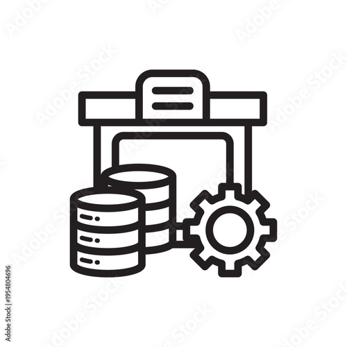 Database Management System Line Icon. Data Operations Outline Vector