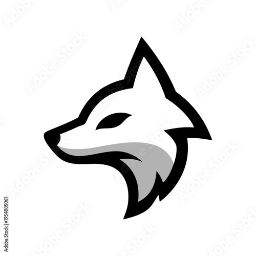 Logotipo con dibujo sencillo con líneas de la cabeza de un zorro vista de perfil 