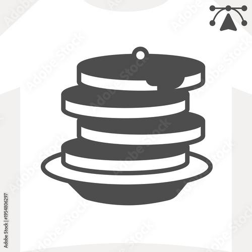 Stacked pancakes solid icon, sweets food concept. Vector graphics. Pancakes with jam in a plate sign and editable stroke, glyph style icon for mobile or web design.