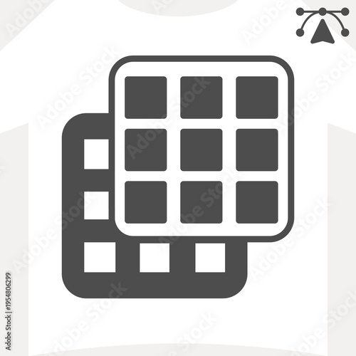 Two waffles solid icon, sweets concept. Vector graphics. Waffles, milk cookies sign and editable stroke, glyph style icon for mobile or web design.