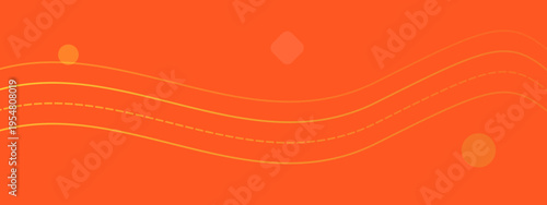 Modern abstract background with wavy lines and geometric shapes in vibrant orange hues for trendy designs