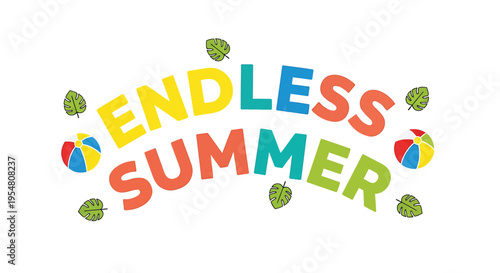 Endless Summer colorful beach themed vector illustration
