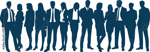 Professional business team silhouette set with diverse men and women in suits for corporate leadership and office workforce concept vector