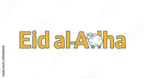 Joyful Eid al-Adha celebration with charming sheep illustration symbolizing sacrifice, blessings, and peace