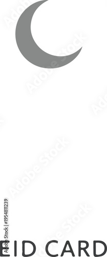Grey crescent moon shape on a white background with partial view of a card reading 'EID CARD' in black text at the bottom.