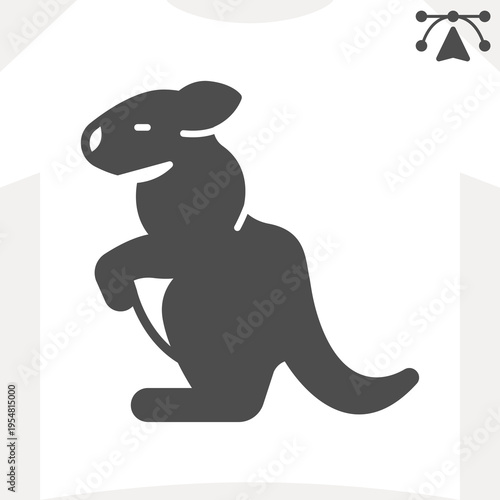 Australian kangaroo solid icon, wildlife and zoology concept. Vector graphics. Animal sign and editable stroke, glyph style icon for mobile or web design.