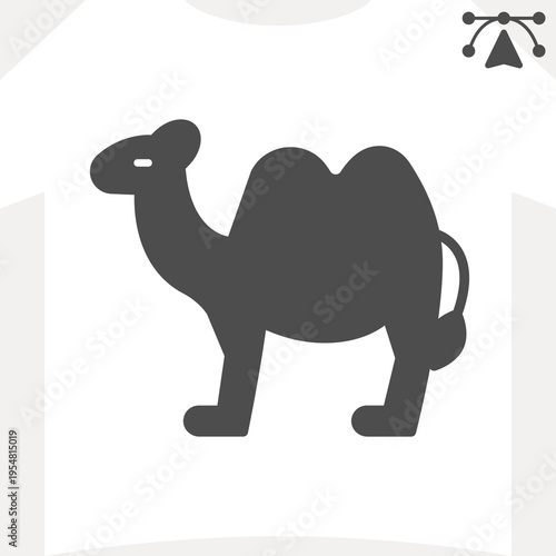 Camel with two humps solid icon, domestic animals and zoology concept. Vector graphics. Animal sign and editable stroke, glyph style icon for mobile or web design.