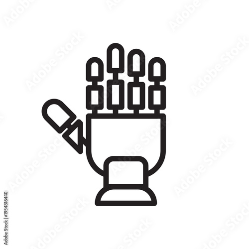 Robotic Hand Line Icon. Automation Technology Outline Vector